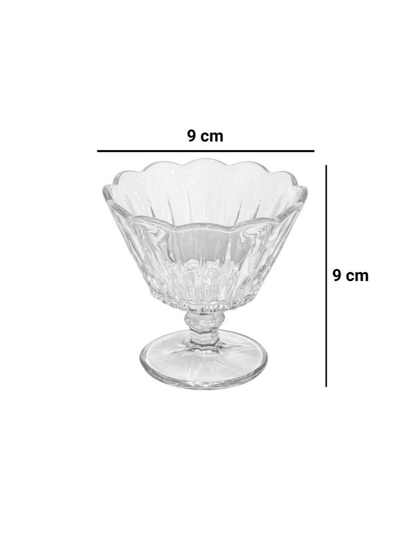 AL-GANNAS 12Pcs Crystal Glass Dessert Bowl Set with Base | Premium Cups for Sweets & Ice Cream - Image 3