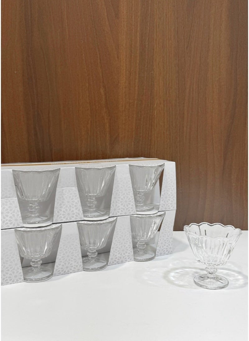 AL-GANNAS 12Pcs Crystal Glass Dessert Bowl Set with Base | Premium Cups for Sweets & Ice Cream - Image 5