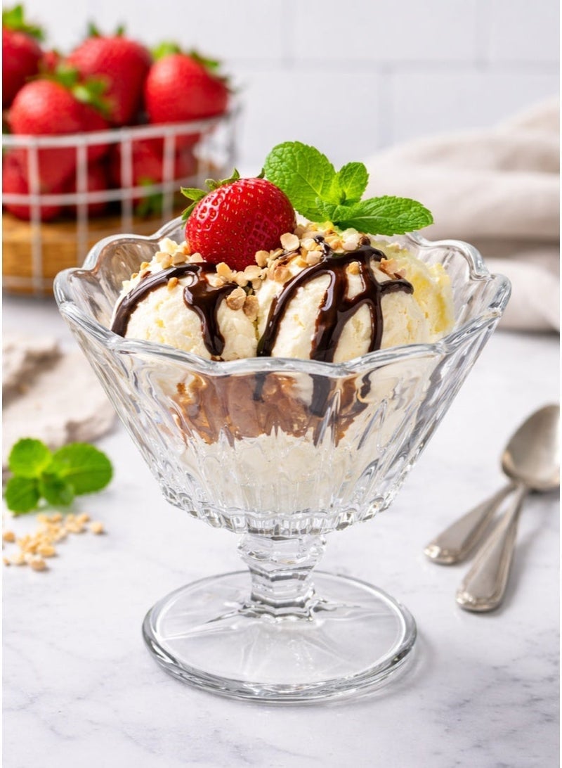 AL-GANNAS 12Pcs Crystal Glass Dessert Bowl Set with Base | Premium Cups for Sweets & Ice Cream - Image 2