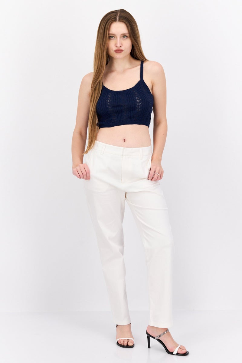 Cotton On Women U-Neck Sleeveless Textured Top, Navy - Image 4