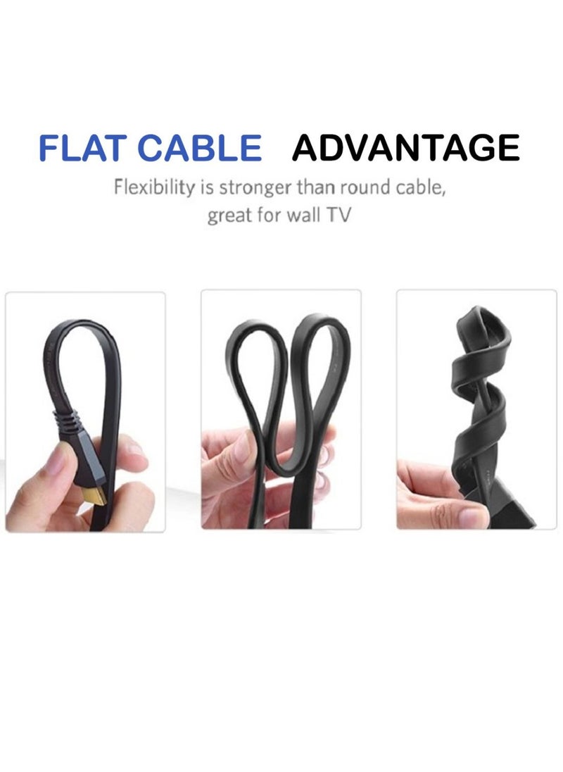 Generic 4K@60hz HDMI Male To Male Flat Cable, Ultra HD, 10.2Gbps, 3 Meter - Black  - Image 3