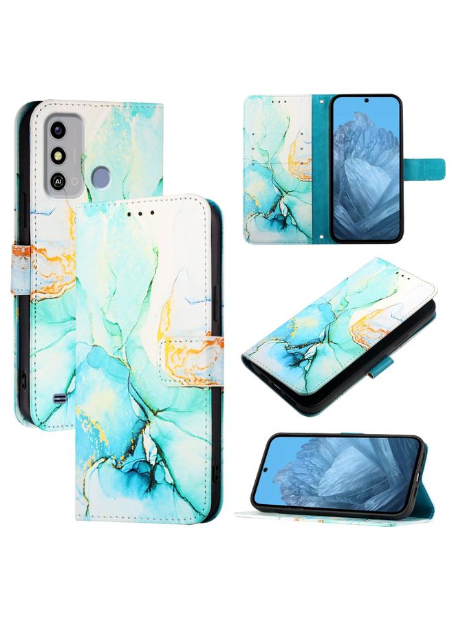 The Bros Case For ZTE Blade A53 PT003 Marble Pattern Flip Leather Phone Case