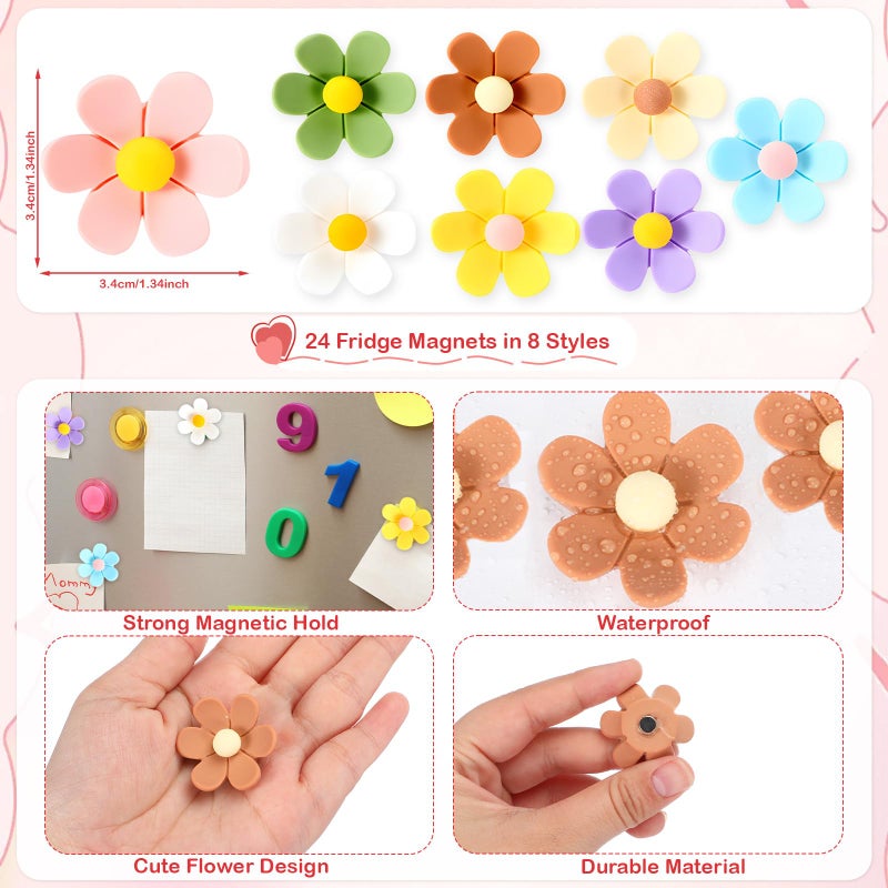 Saysurey 24 Pcs Valentines Day Gift Cards and 24 Pcs Flower Fridge Magnets for Valentines Day School Exchange Gifts Classroom Prizes February Party Favors Supplies - Image 2