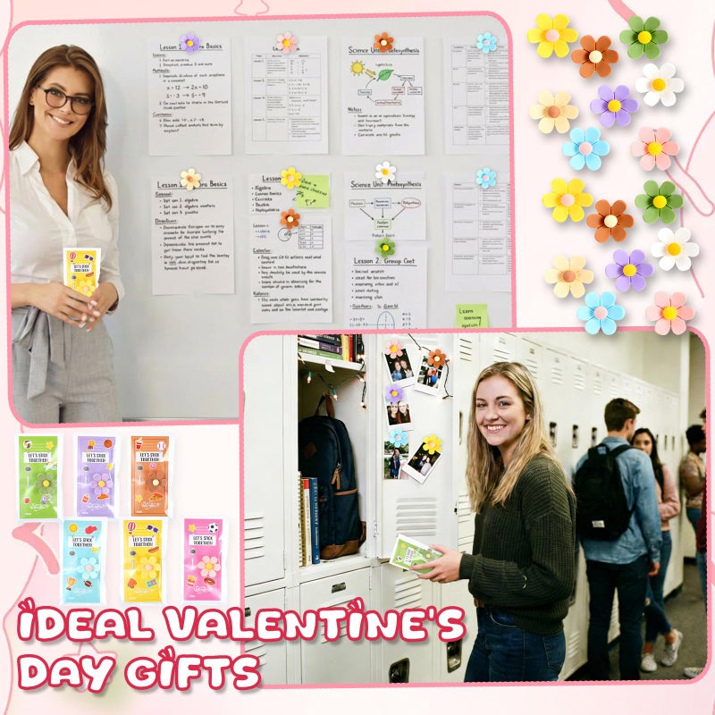Saysurey 24 Pcs Valentines Day Gift Cards and 24 Pcs Flower Fridge Magnets for Valentines Day School Exchange Gifts Classroom Prizes February Party Favors Supplies - Image 5