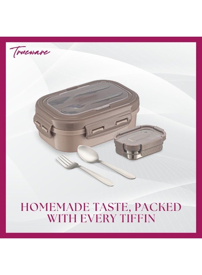 Trueware Picaso Jr. Insulated Inner Steel Thermoware BPA Free, Airtight, Food Grade, 2 Containers Lunch Box 600 ML & 150ML | for School, Kids, Boy & Girl | Hot Lunch Box - Image 3