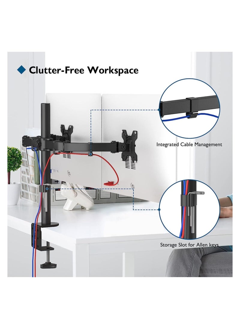 ELTRAZONE - Vesa 1home Double Twin Arm Desk Mount Ergonomic TV LCD Monitor Computer Screen Bracket Dual Tilt Swivel Rotation (13in-27in) - Image 1
