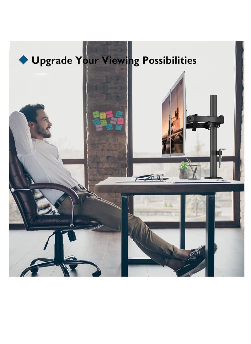ELTRAZONE - Vesa 1home Double Twin Arm Desk Mount Ergonomic TV LCD Monitor Computer Screen Bracket Dual Tilt Swivel Rotation (13in-27in) - Image 1