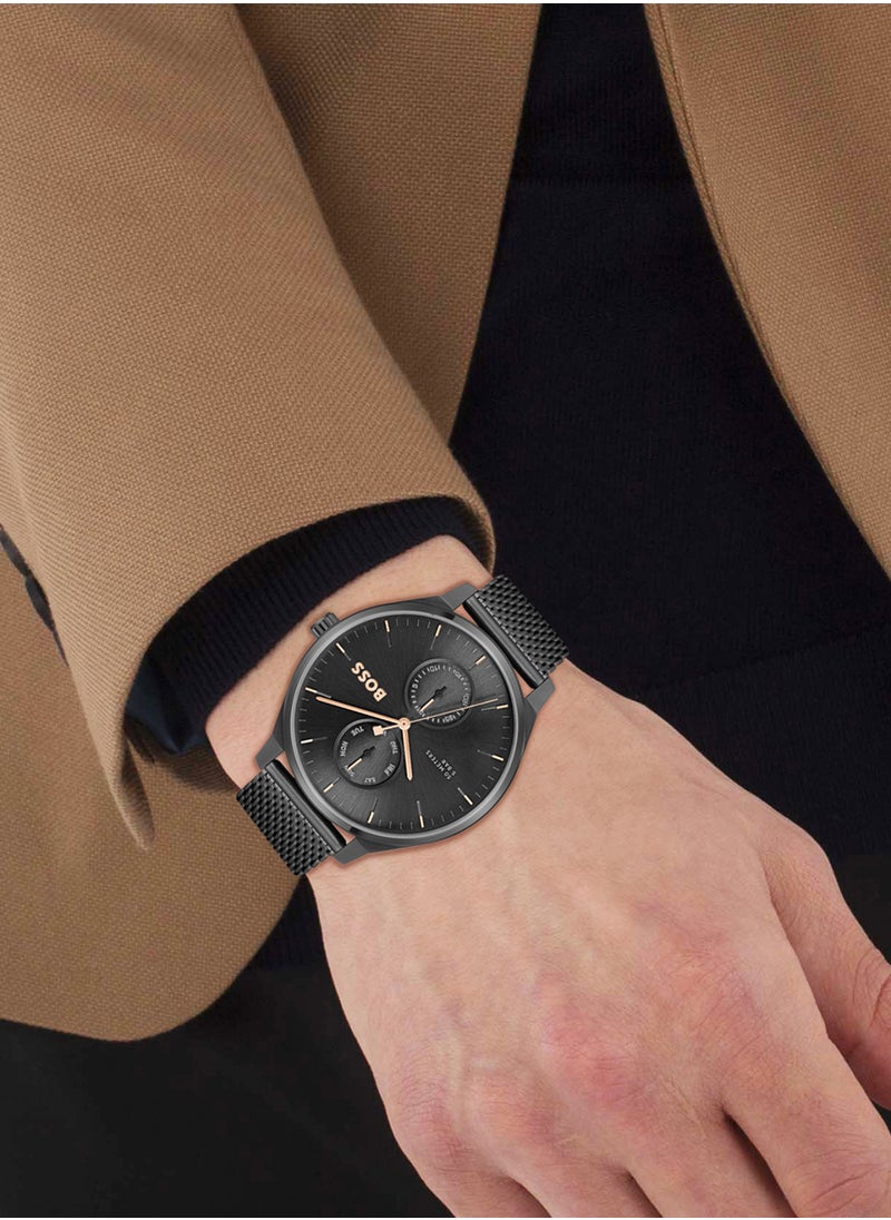 HUGO BOSS ساعة يد رجالية بعقارب دائرية الشكل من الستانلس ستيل 1514105 - 43 ملم  - Image 4