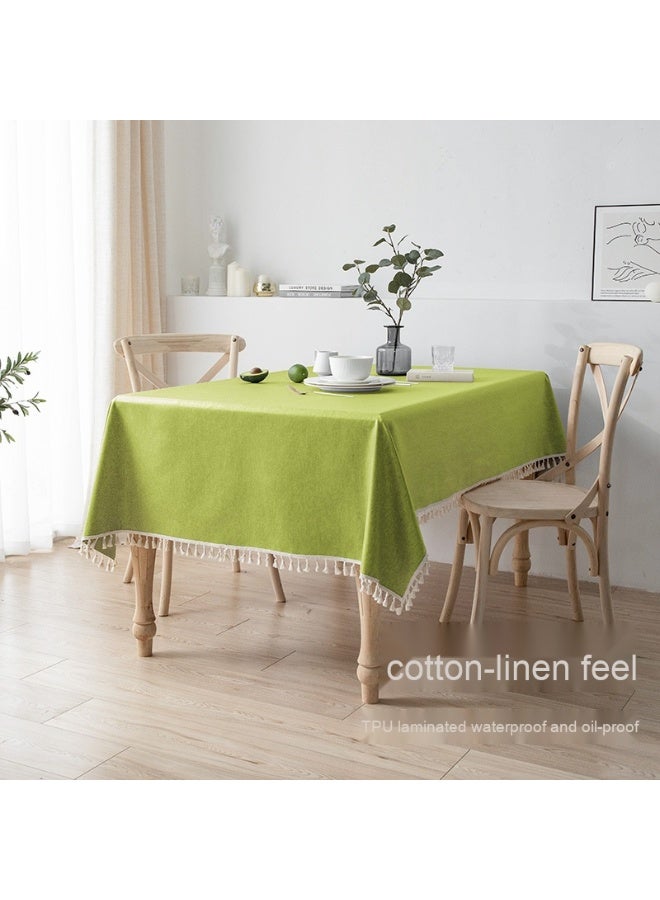 Anna 120*120cm Easy Clean Waterproof Oilproof Faux Linen Fringe Tablecloth - Image 5