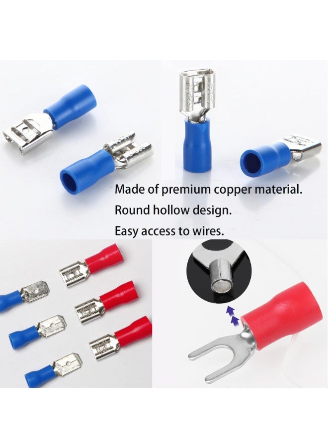 Arabest 280PCS Crimp Connectors, 2.8mm 4.8mm 6.3mm Male and Female Spade Connector kit, 15 Types Crimp Terminals Electrical Connectors, Electrical Terminals Includes Spade Ring Fork Wire Connectors - Image 5