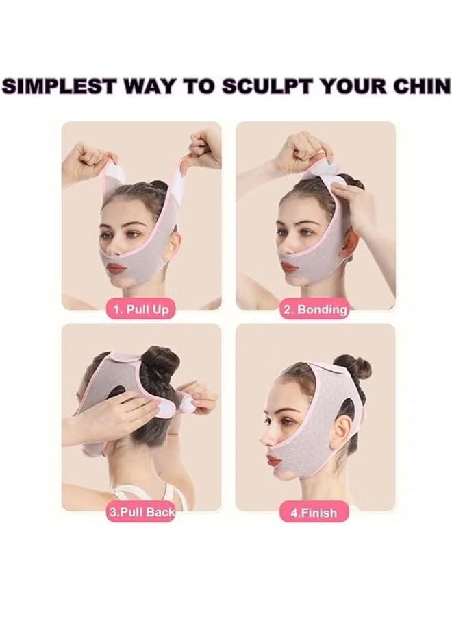 KIIUMI Double Chin Reducer,V Line Mask Face Lifting Strap,Face Lift Chin Strap Sculpting Tool,Reusable Face Shaper and Lifting Belt,Chin Up Eliminator, Exclusive Formula For Efficient Improvement，V Line Lifting Bandage, Beauty Face Sculpting Sleep Mask  - Image 5