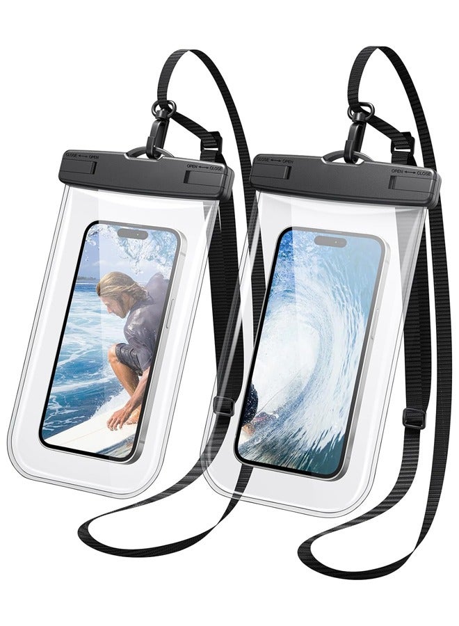 Waterproof Phone Case, IPX8 Certified 30M Waterproof Phone Pouch Waterproof Cell Phone Case Fit for Big Phones up to 7'' Compatible with iPhone 12/13/14/15 Pro Max S22 S23 Ultra (2 Pack) - Image 1
