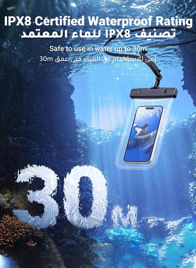 Waterproof Phone Case, IPX8 Certified 30M Waterproof Phone Pouch Waterproof Cell Phone Case Fit for Big Phones up to 7'' Compatible with iPhone 12/13/14/15 Pro Max S22 S23 Ultra (2 Pack) - Image 4
