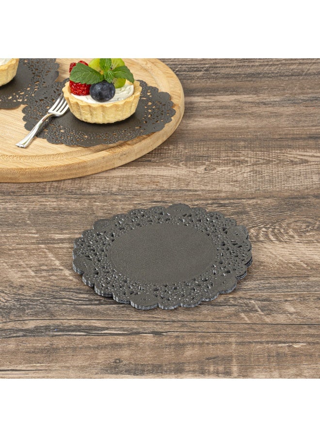 Restaurantware دواليب لاسي من باستري تيك 6 × 6 بوصة، 100 قطعة من أدوات المائدة الزخرفية - قابلة للتخلص، دائرية، دواليب ورقية سوداء، للمناسبات مثل أعياد الميلاد أو حفلات الزفاف، ديكور الطاولة - Image 4