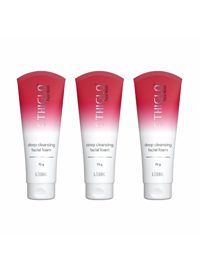 إيثيجلو غسول الوجه الرغوي إيثيغلو للتنظيف العميق لبشرة صحية وناعمة وملساء | يزيل الأوساخ والشوائب والزيوت الزائدة | مناسب لجميع أنواع البشرة | عبوة من 3 قطع (70 غرام) - Image 1