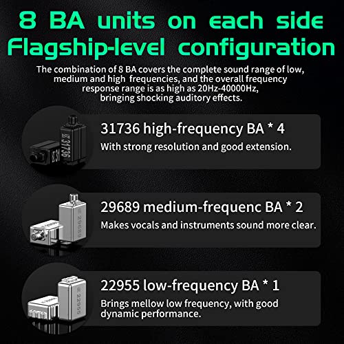 Kinboofi KZ AS16 PRO in Ear Headphone,8 BA Units on Each Side Wired Earphone with PCB Electronic Frequency Division HiFi IEM Earbuds, KZ Stage Monitor Earphone HiFi Earbuds Headphone (Cyan, No Mic)… - Image 4