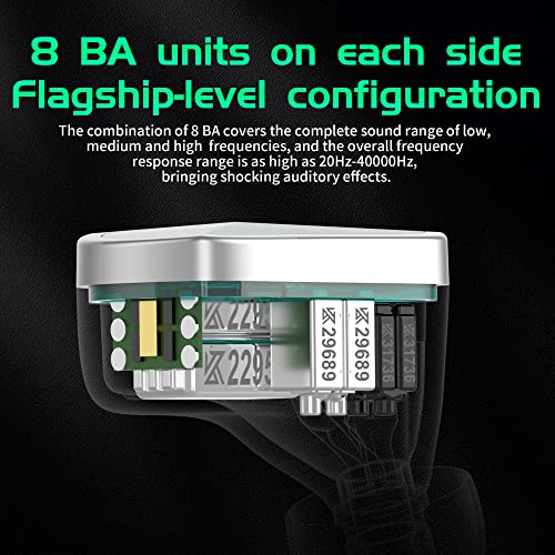 Kinboofi KZ AS16 PRO in Ear Headphone,8 BA Units on Each Side Wired Earphone with PCB Electronic Frequency Division HiFi IEM Earbuds, KZ Stage Monitor Earphone HiFi Earbuds Headphone (Cyan, No Mic)… - Image 2