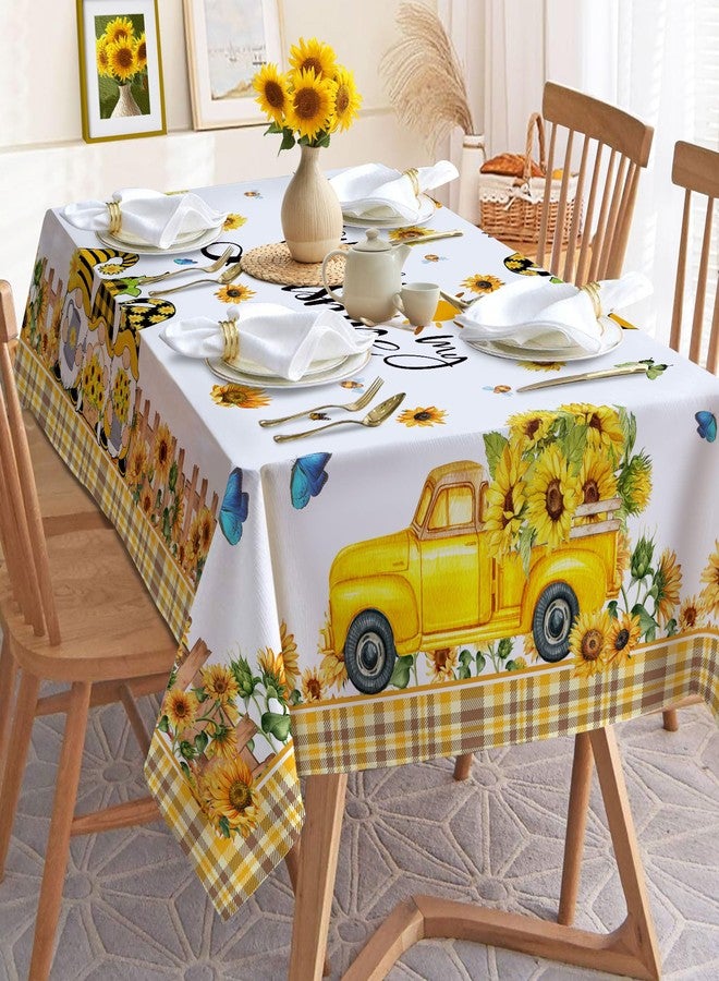 Hexagram Spring Tablecloth 60x84 Inch Rectangle, Sunflower Tablecloths You are My Sunshine Gnomes Truck Table Cloth Yellow Sunflower Decor for Home Party Dinner Decorations - Image 3