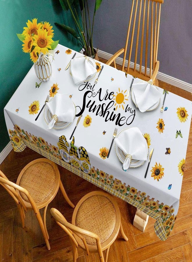 Hexagram Spring Tablecloth 60x84 Inch Rectangle, Sunflower Tablecloths You are My Sunshine Gnomes Truck Table Cloth Yellow Sunflower Decor for Home Party Dinner Decorations - Image 4