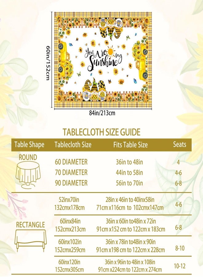 Hexagram Spring Tablecloth 60x84 Inch Rectangle, Sunflower Tablecloths You are My Sunshine Gnomes Truck Table Cloth Yellow Sunflower Decor for Home Party Dinner Decorations - Image 2