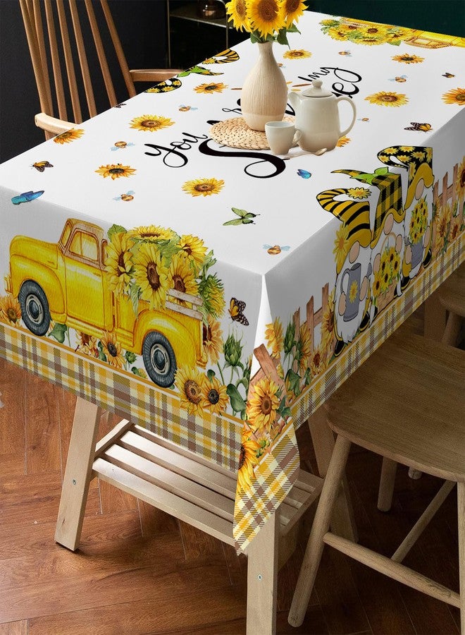 Hexagram Spring Tablecloth 60x84 Inch Rectangle, Sunflower Tablecloths You are My Sunshine Gnomes Truck Table Cloth Yellow Sunflower Decor for Home Party Dinner Decorations - Image 5