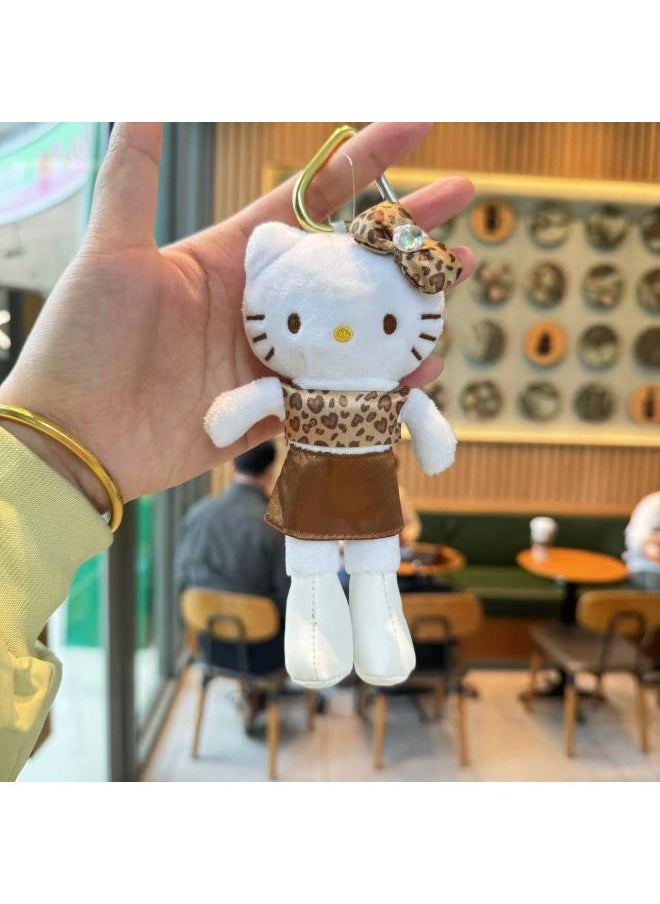 Generic - Japanese Sanrio NIC Leopard Print Black Leather Love Buckle Long Legs KT Pendant Keychain Bag Girl's Heart Gift-Color:Long Leg Black Skirt Kt-Height:5.5inch Cm, Individually Packaged - Image 1