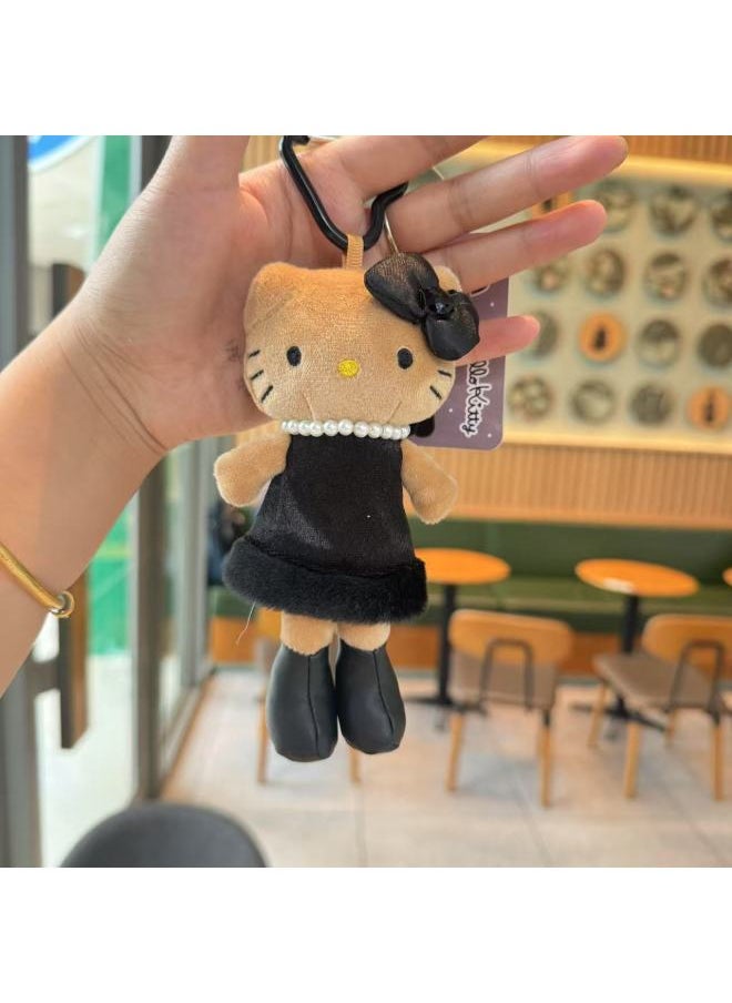 Generic - Japanese Sanrio NIC Leopard Print Black Leather Love Buckle Long Legs KT Pendant Keychain Bag Girl's Heart Gift-Color:Long Leg Black Skirt Kt-Height:5.5inch Cm, Individually Packaged - Image 1