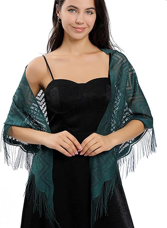 Triangle Lace Scarf Tassels Shawl For Evening Dresses Weddings Formal Events - Image 4