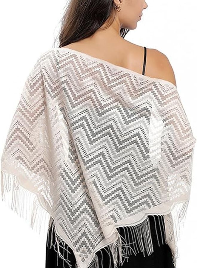 Triangle Lace Scarf Tassels Shawl For Evening Dresses Weddings Formal Events - Image 1