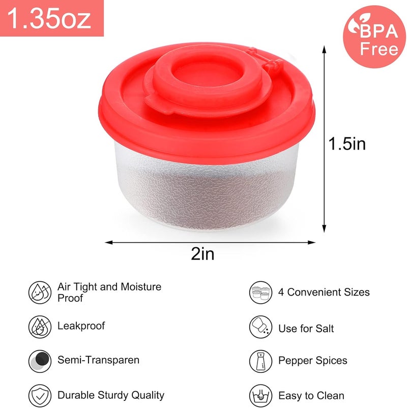 Aedida 4 Pcs Salt and Pepper Shakers Set Mini Plastic Pepper Shaker with Lid Damp Proof Popcorn Containers Clear Spice Jars Salt Shaker for Travel Camping Picnic Lunch Dining Kitchen (Red, Small) - Image 2