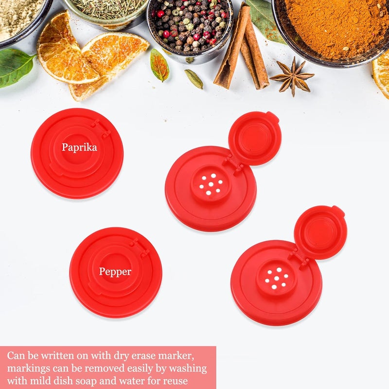 Aedida 4 Pcs Salt and Pepper Shakers Set Mini Plastic Pepper Shaker with Lid Damp Proof Popcorn Containers Clear Spice Jars Salt Shaker for Travel Camping Picnic Lunch Dining Kitchen (Red, Small) - Image 4