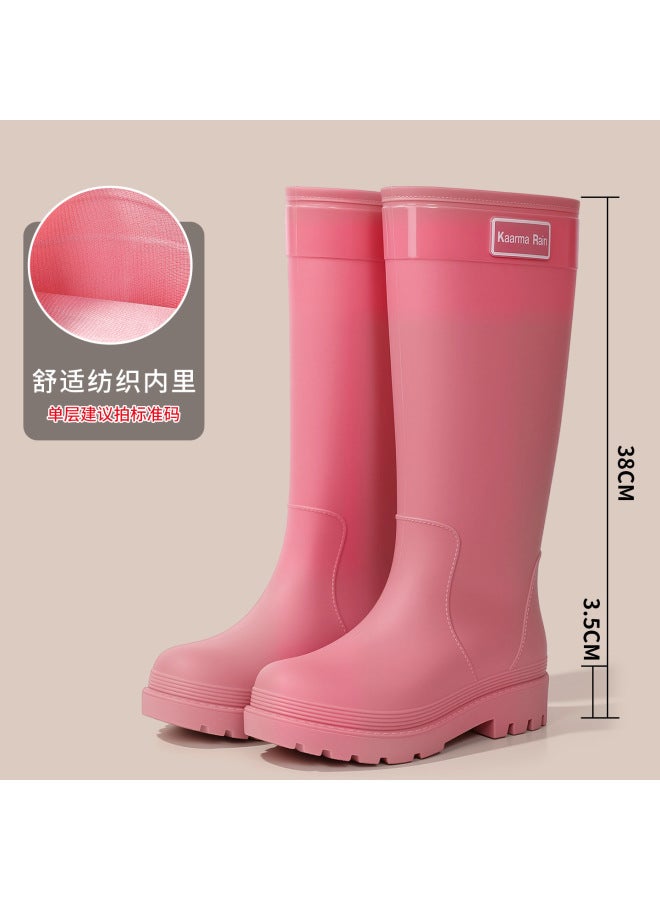 Chinese Style Trendy Red Shoes, Extra High Red Drawstring Rain Boots, Height-increasing Slimming Rain Boots, Waterproof Outdoor Slip-on Rubber Shoes For Women