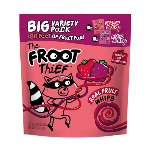 The FROOT Thief Real Fruit Snack Whips BIG Variety Pack Nut Free Individual Bags for Kids School Lunches 10xStrawberry 10xMixed Berry - Image 1