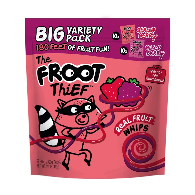 The FROOT Thief Real Fruit Snack Whips BIG Variety Pack Nut Free Individual Bags for Kids School Lunches 10xStrawberry 10xMixed Berry - Image 3