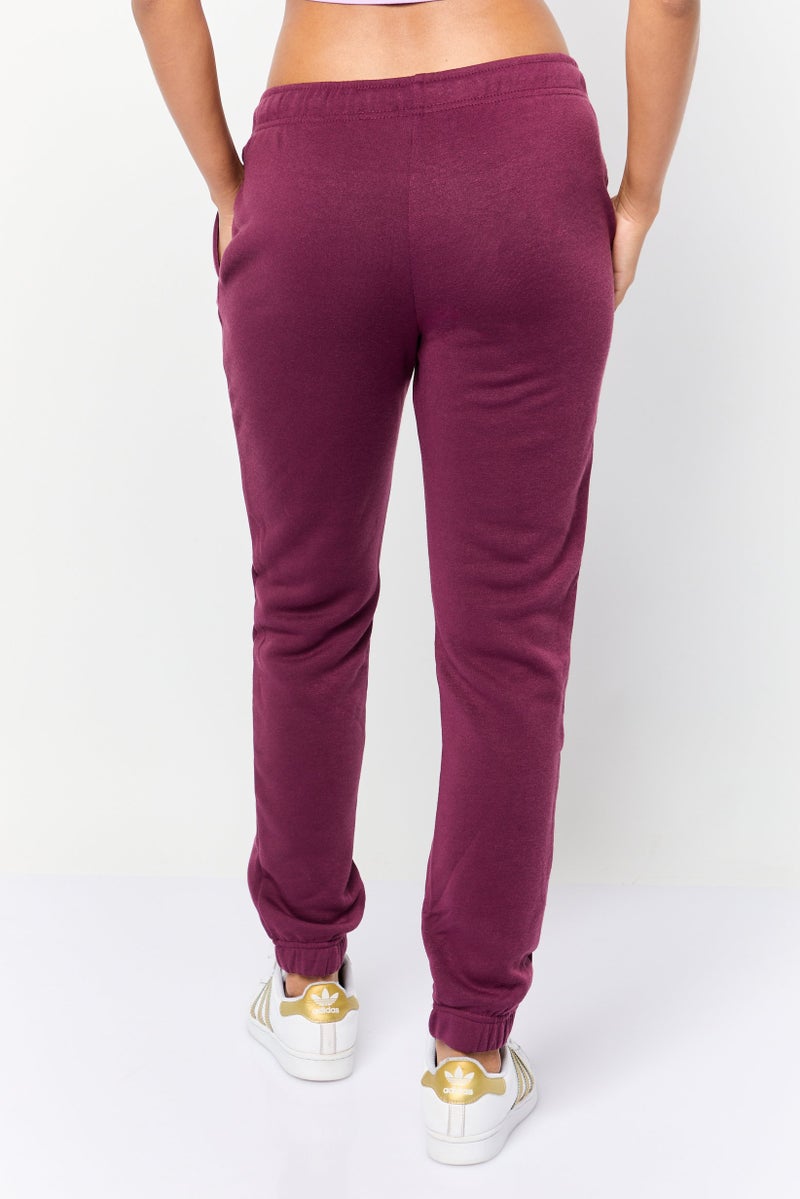 Fit Collective Women Regular Fit Solid Sweatpants, Dark Maroon - Image 3