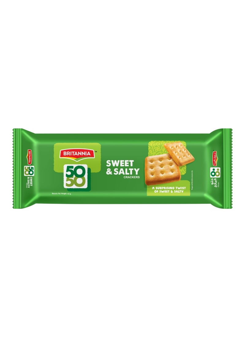 Britannia 50-50 Sweet and Salty Crackers 62gm - Image 1
