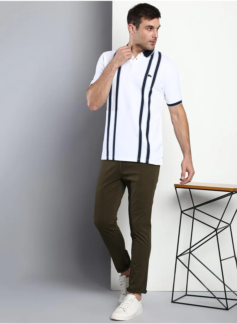 دينيس لينغو Men's Olive Tapered Fit Cotton Chino