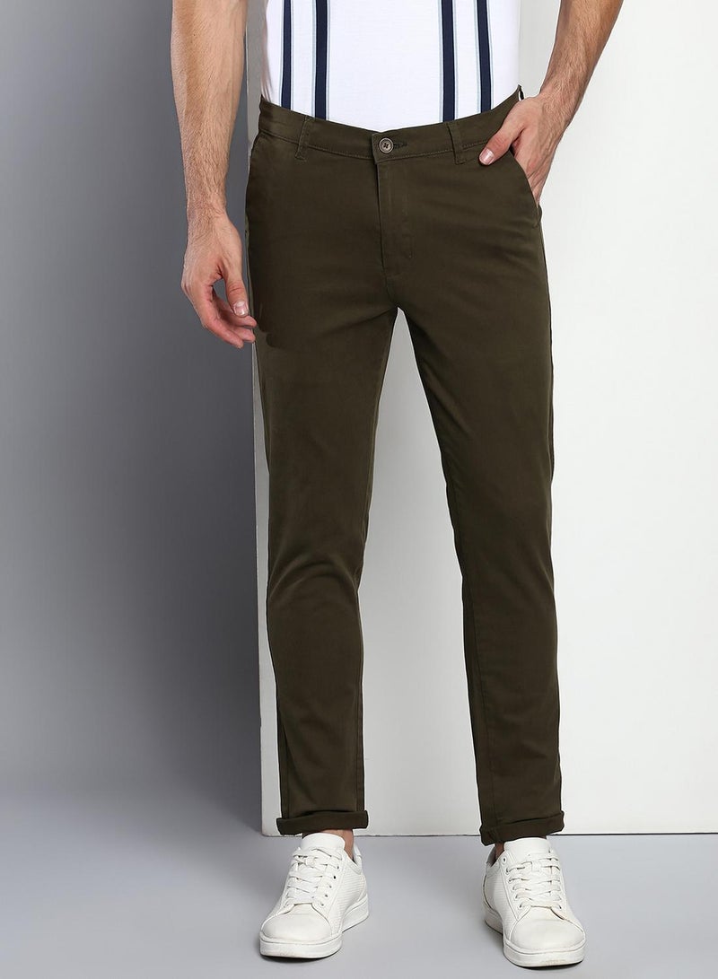 Dennis Lingo Men's Olive Tapered Fit Cotton Chino  - Image 5