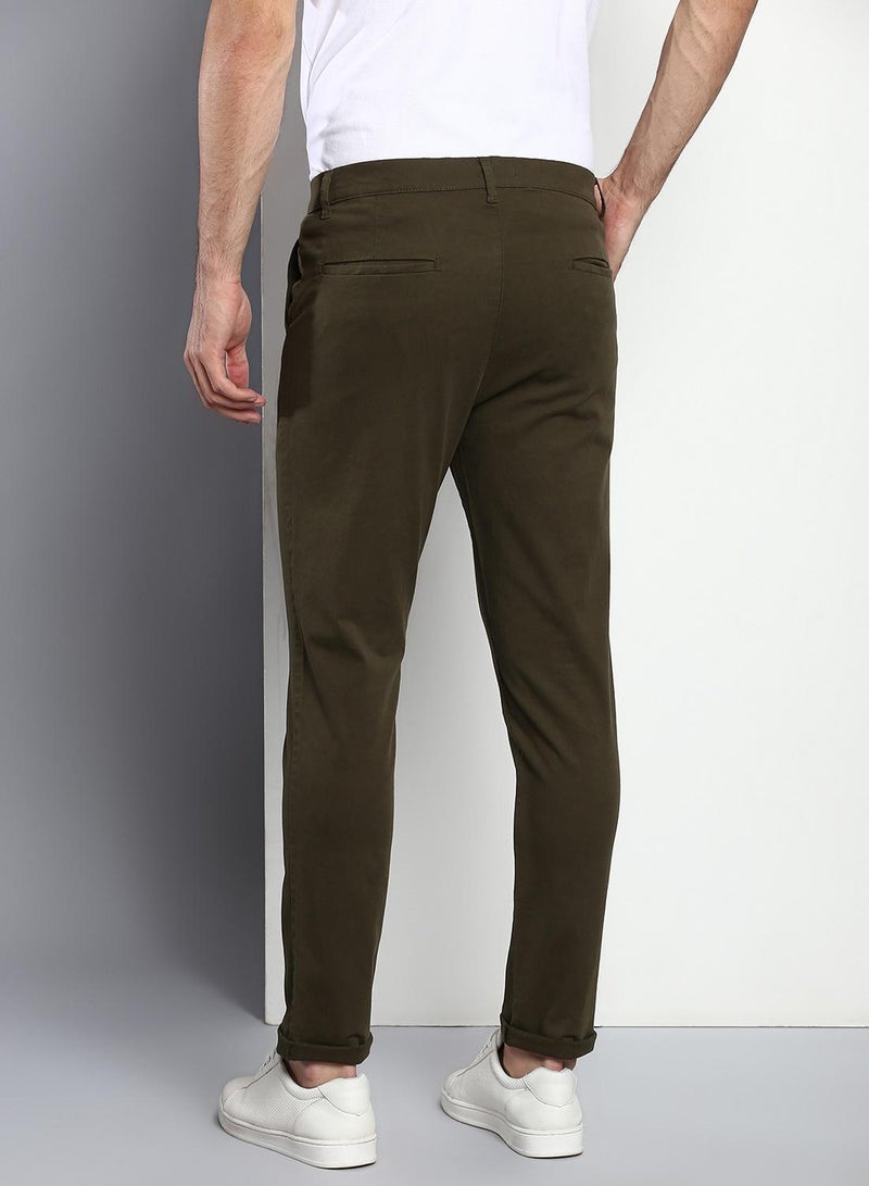 Dennis Lingo Men's Olive Tapered Fit Cotton Chino  - Image 3