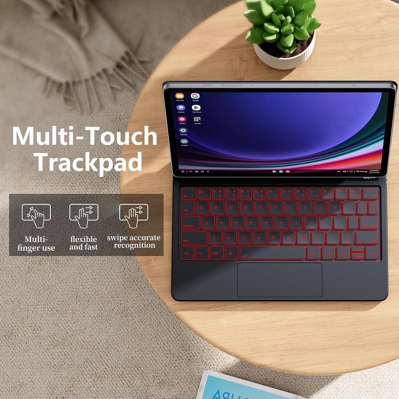 RTSY Magic Style Keyboard case for Samsung Galaxy Tab S11, S10 Lite, S10FE, S9, S9 FE, S8, S7 (11/10.9 Inch) with 7-Colors Backlit & Precision Trackpad, Floating Cantilever Magnetic Stand (Black) - Image 4
