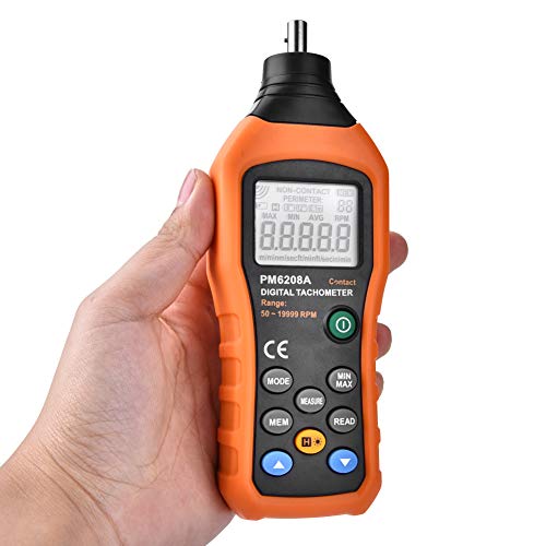 Akozon عداد السرعة الرقمي المحمول PM6208A لقياس سرعة المحرك 50RPM-19999RPM - Image 5