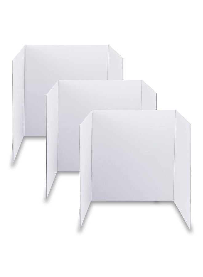 LonlyEagle Trifold Poster Board, 24" x 16", 3-Pack, White Corrugated Project Boards for Science Fairs, School Projects, Event Displays, and Business Presentations - Image 1