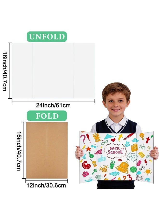 LonlyEagle Trifold Poster Board, 24" x 16", 3-Pack, White Corrugated Project Boards for Science Fairs, School Projects, Event Displays, and Business Presentations - Image 3