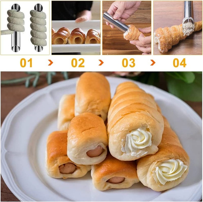 VolksRose 30pcs Cream Horn Mold, Cannoli Forms Tubes Kit, Stainless Steel 20pcs Cone Shaped and 10pcs Tubular Shaped Baking Molds for Danish Pastry Lady Lock Form Cream Roll Croissant - Image 4