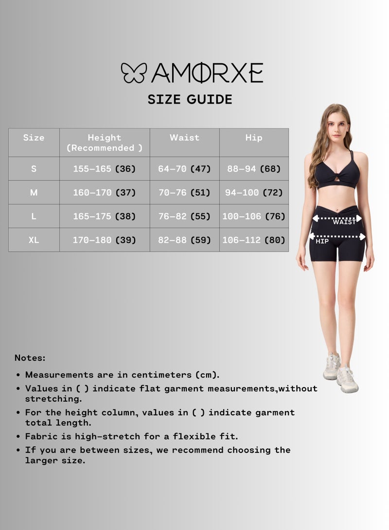 أﻣورﻛس شورت يوغا نسائي عالي الخصر من AMORXE - حزام خصر قابل للتعديل، شورت رياضي للتحكم في البطن مع جيوب جانبية للتمارين الرياضية والجري - مقاس كبير، أسود - Image 5