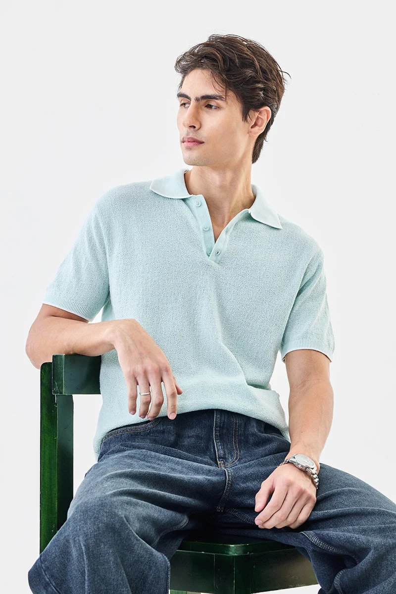 SNITCH Regular Fit Textured Core Lab Polo T-Shirt