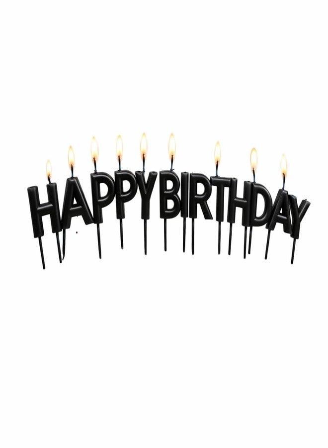 SHANAYA Candles for Birthday Decoration | Happy Birthday Metallic English Letter Candles for Cake - Black - Image 1