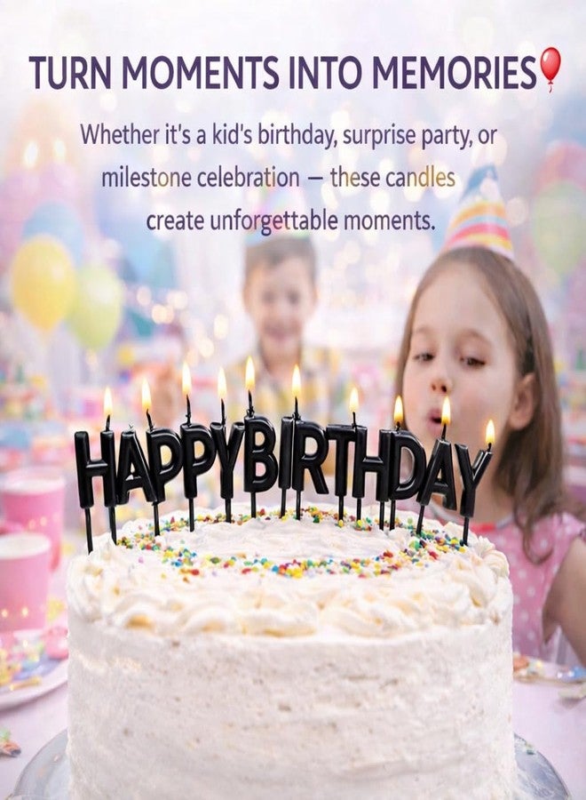 SHANAYA Candles for Birthday Decoration | Happy Birthday Metallic English Letter Candles for Cake - Black - Image 3