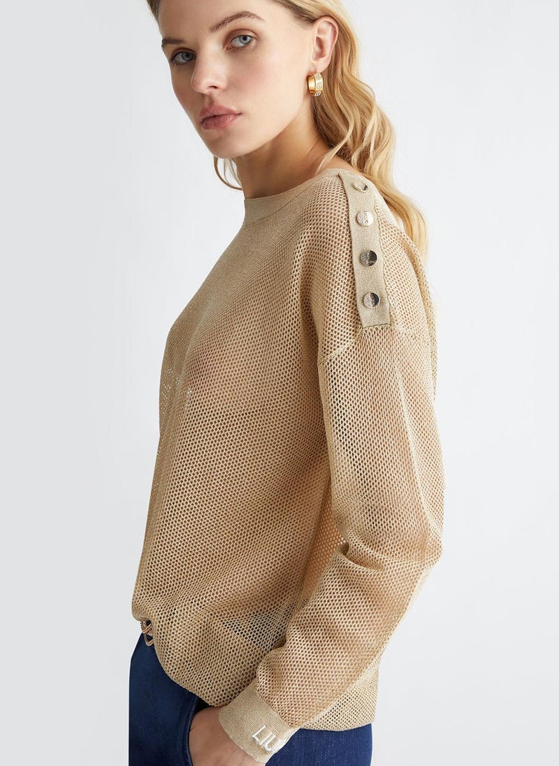Liu Jo Lurex jumper with buttons - Image 3