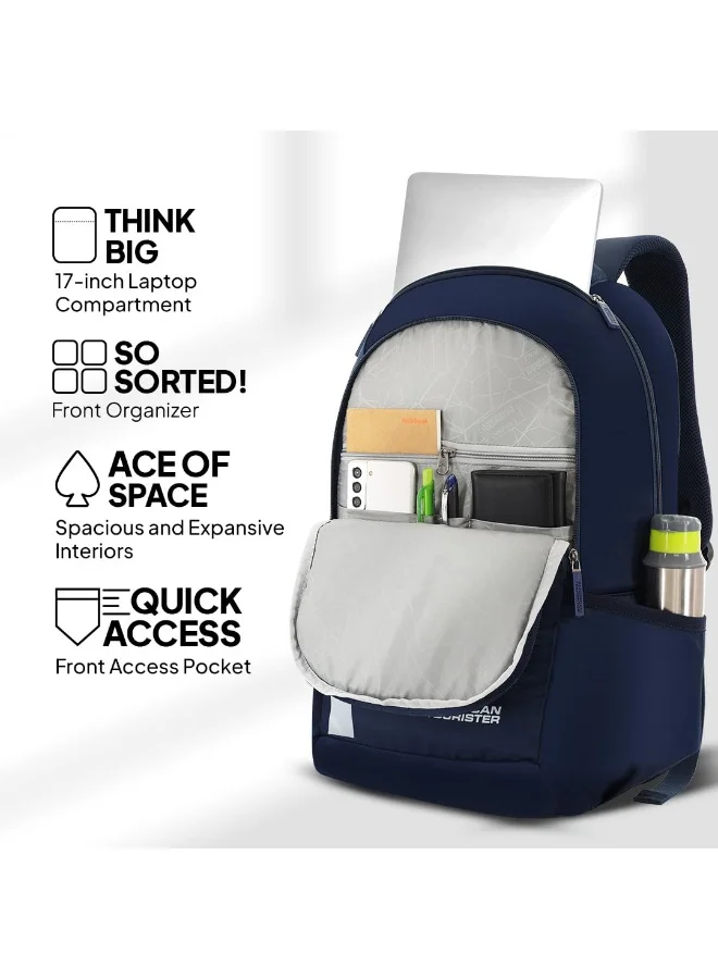 American Tourister Navy Blue Slate 2.0 Backpack 02, 34L Capacity, Polyester, Navy Blue|Fits 15.6" Laptop|Designed For Comfort|Voluminous Front Pocket|Lightweight|Bottle Holder - 1 Year International Warranty  | Best Price UAE
